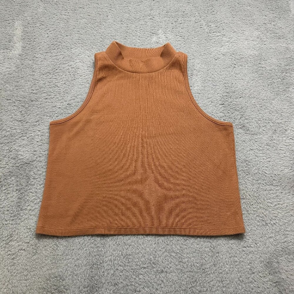 A New Day Rust Slim Fit Ribbed Mock Neck Top‎ Plus Size XXL